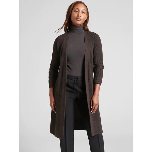 Athleta Sweaters - Athleta Scenic Wrap Cardigan Sweater Size XS Walnut Brown Cozy Long Merino Wool